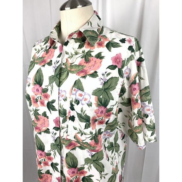 Vintage Ninon De Lenclos Floral Button Up Collared Short Sleeve Top Blouse Sz M - Picture 6 of 12
